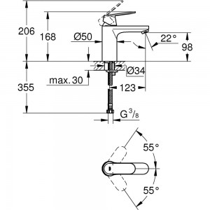 Однорычажный смеситель для раковины GROHE Eurosmart Cosmopolitan 23327000