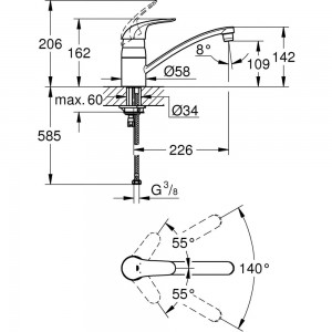 Смеситель для мойки GROHE Euroeco 32750000