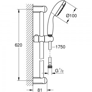 Душевой гарнитур Grohe Tempesta New II 600мм 27598001