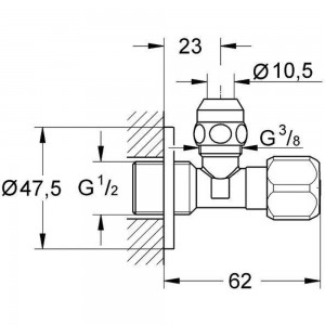 Угловой вентиль GROHE 1/2″-3/8″ для подключения смесителей, хром 2201700M