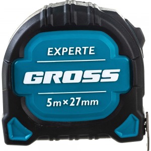 Рулетка GROSS Experte, 5 м x 27 мм, двухкомпонентный корпус, магнит, двухсторонняя разметка, нейлон 32575