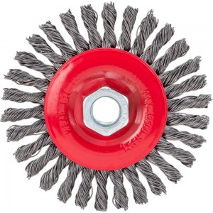 Щетка-крацовка дисковая, плетенная стальная проволока, 100 мм, М14 GROSSMEISTER 021128001