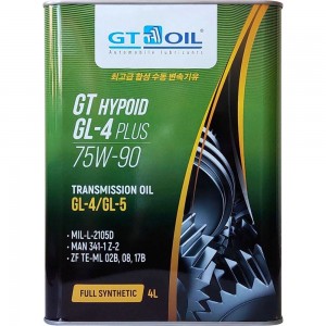 Масло Hypoid GL-4 Plus, SAE 75W-90, API GL-4/GL-5, 4 л GT OIL 8809059407998