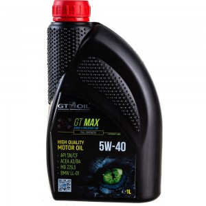 Моторное масло GT OIL Масло Max SAE 5W-40 API SN/CF, 1 л 8809059409008