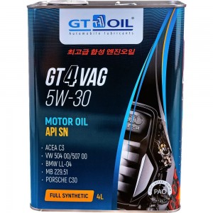 Масло GT OIL gt 4 vag, sae 5w-30, api sn, 4 л 8809059409879