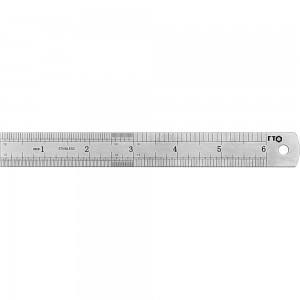 Металлическая линейка ГТО 150 мм двусторонняя метрическая и дюймовая шкала SR15001DS