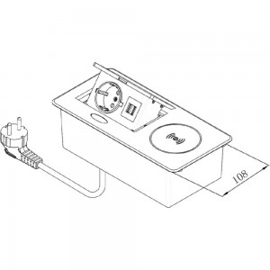 Выдвижной блок розеток GTV выдвижная розетка на 1 EURO розетку и 2 USB-A+C, беспроводная зарядка, серый, AE-PB1SAVAP-53