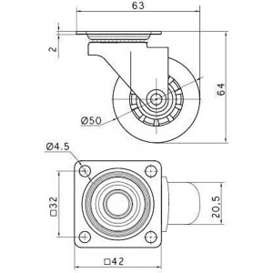 Поворотное колесо GTV Brazylia KM-RD-50-SF-20-K