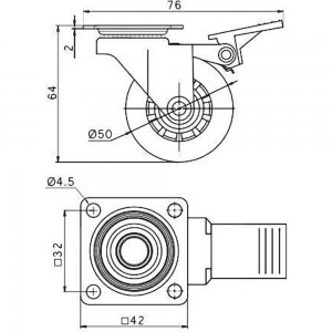 Поворотное колесо GTV Brazylia KM-RD-50-CF-20-K