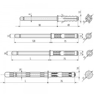 Скрытый полкодержатель GTV NW10x100 комплект 2 шт. PP-NW10x100B-K