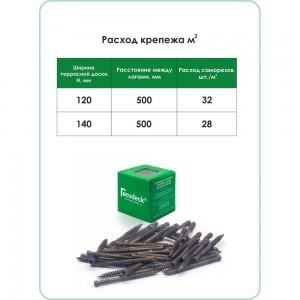 Саморез для террасной доски Гвозdeck потайной, 5,0х60 окрашенный, Torx 15, 500 шт. 20635060ECTXWG1