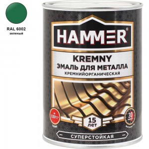 Эмаль по металлу HAMMER КО Kremny RAL 6002 зеленый 500С 0.8 кг ЭК000138087