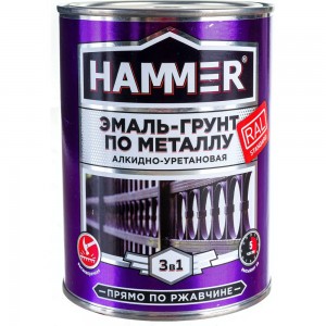 Эмаль-грунт по металлу HAMMER 3в1 АУ п/гл RAL 3005 винно-красный 0,9 кг ЭК000133627