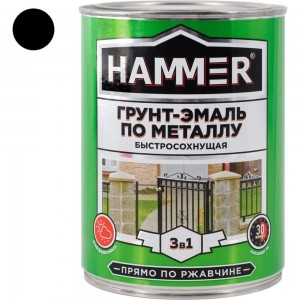 Грунт-эмаль по металлу HAMMER 3в1 б/с черная 0,9 кг ЭК000116572