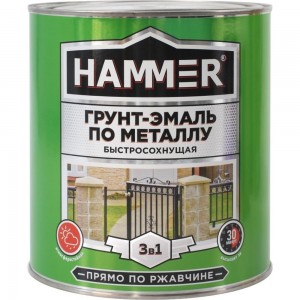 Грунт-эмаль по металлу HAMMER 3в1 б/с серая 2,7 кг ЭК000125866