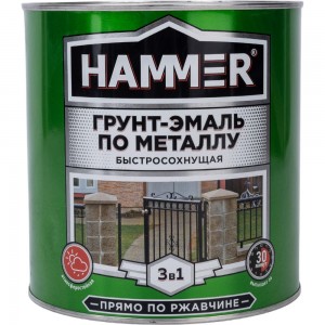 Грунт-эмаль по металлу HAMMER 3в1 б/с серая 2,7 кг ЭК000125866