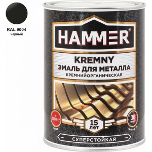 Эмаль по металлу HAMMER КО Kremny RAL 9004 черный 1200С 0.8 кг ЭК000138079