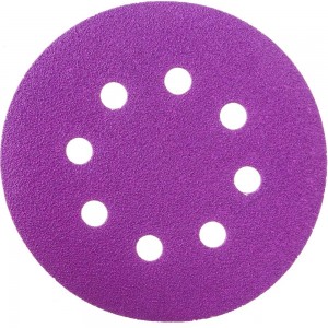Круг шлифовальный Purple PP627 (125 мм; 8 отверстий; Р120; 100 шт) Hanko PP627.125.8.0120