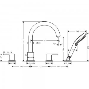 Смеситель на край ванны Hansgrohe Vernis Shape 71459000