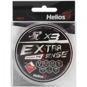 Шнур Helios hs-es-x3-0.4/7lb extrasense x3 pe red 92м, 0.4/7lb, 0.11мм 00000218730