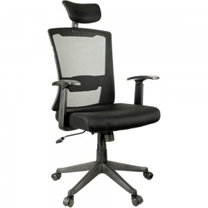 Кресло руководителя Helmi HL-E31 Ergo, регулируемый подголовник и поясничный упор, ткань черная 284605