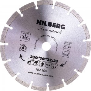 Диск алмазный отрезной сегментный Hard Materials Laser (230x22.23 мм) Hilberg HM106