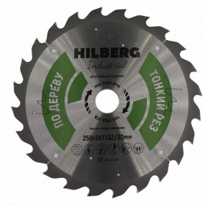 Диск пильный Industrial Дерево (250x32/30 мм; 24Т) Hilberg HWT253