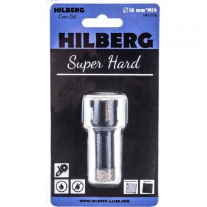 Коронка алмазная с воском по керамике и керамограниту Super Hard (16 мм; M14) Hilberg HH616