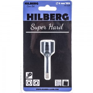 Коронка алмазная с воском по керамике и керамограниту Super Hard (6 мм; M14) Hilberg HH606