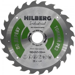 Диск пильный по дереву Industrial (190х30 мм; 24Т; тонкий рез) Hilberg HWT190