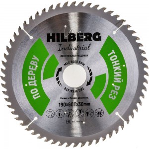 Диск пильный по дереву Industrial (190х30 мм; 60Т; тонкий рез) Hilberg HWT192