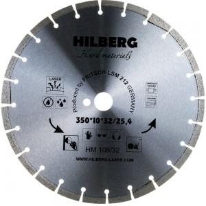 Диск алмазный отрезной Hard Materials Лазер (350х32/25.4 мм) Hilberg HM108/32