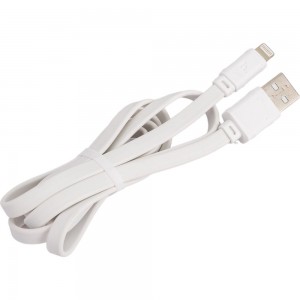 USB-кабель HOCO Bamboo AM-8pin Lightning 1 метр, 2.4A, ПВХ, плоский, белый 23753-X5iW