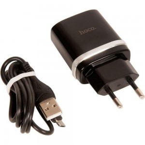 Зарядное устройство Hoco c12Q Smart QC3.0, кабель Micro USB, один порт USB, 5V, 3.0A, черный 819514
