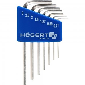 Набор шестигранных Г-образных ключей HOEGERT TECHNIK 0,71- 3 мм, CrV, 7 шт HT1W800