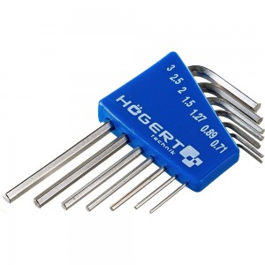 Набор шестигранных Г-образных ключей HOEGERT TECHNIK 0,71- 3 мм, CrV, 7 шт HT1W800