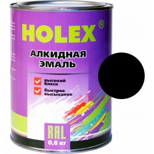 Алкидная автоэмаль HOLEX 601 черная, 0.8 кг HAS-59076