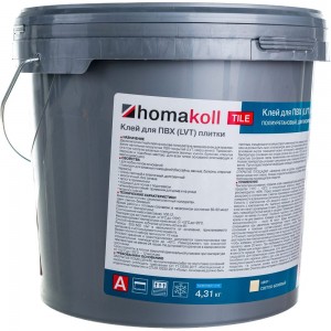 Влагостойкий клей для ПВХ и LVT плитки Homakoll Tile 2K PU, 4.31 кг 467629
