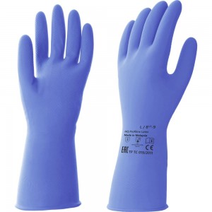Латексные многоразовые перчатки HQ profiline синие, р. M 74734