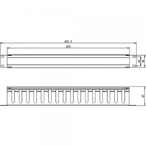 Кабельный организатор Hyperline CM-1U-ML16-COV металлический с крышкой, 19