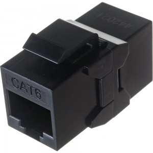 Проходной адаптер Hyperline CA2-KJ-C6-BK (coupler), RJ-45(8P8C) формата Keystone Jack 444915