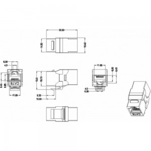 Проходной адаптер Hyperline CA2-KJ-C6-BK (coupler), RJ-45(8P8C) формата Keystone Jack 444915