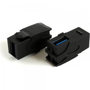 Вставка Hyperline KJ1-USB-VA3-BK формата Keystone Jack с проходным адаптером USB 3.0 (Type A), 90 градусов, ROHS, черная 251219