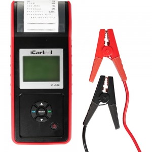 Тестер аккумуляторных батарей iCartool IC-500, АКБ 12/24В, до 2000А, тест системы пуска и зарядки, вольтметр, съемные кабеля, принтер
