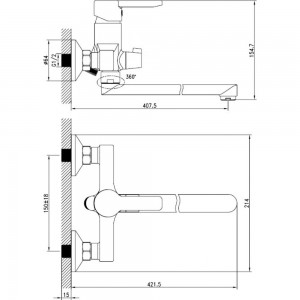 Смеситель для ванны IDDIS Sena SENSBL2i10WA с длинным изливом с керамическим дивертором