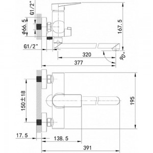 Смеситель для ванны IDDIS Bridge с длинным изливом BRDSB02i10WA