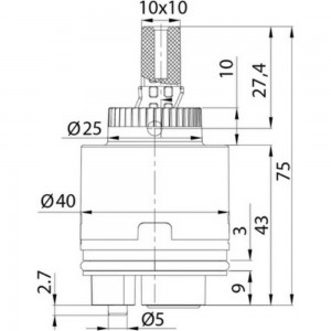 Керамический картридж для смесителя IDDIS 40 мм., с ножками 999C40H0SM