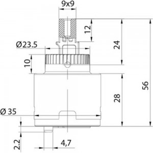 Керамический картридж для смесителя IDDIS 35 мм., без ножек 999C35D0SM