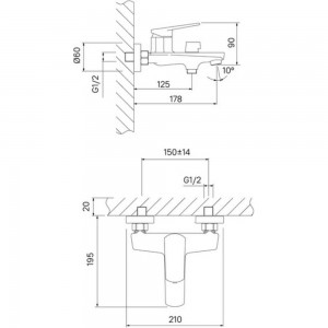 Смеситель для ванны IDDIS Esper ESPSB00i02WA