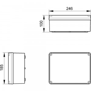 Распределительная коробка IDE наружного монтажа 185x246x100 мм, IP65-IP67, без сальников, гладкие стенки EL231